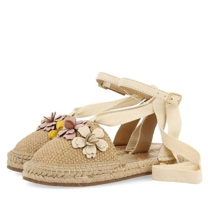 Gioseppo Niñas |Zapatos De Bailarina<Alpargata De Piel Nude Con Adornos Flores Para Nina Y Nino Prescott