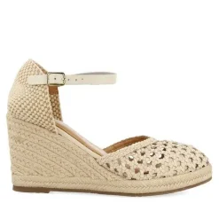 Gioseppo Sandalias Cuña<Alpargata De Piel Trenzada Con Cuña Alta De Yute Blanco Rojo Para Mujer Serignan