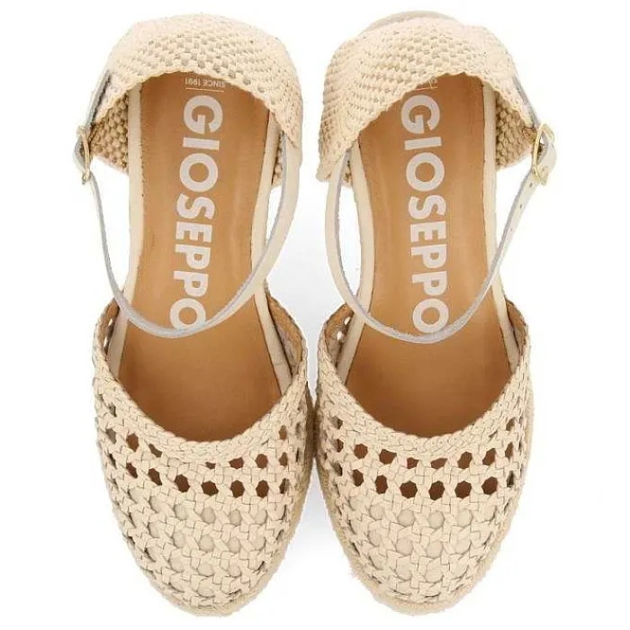 Gioseppo Sandalias Cuña<Alpargata De Piel Trenzada Con Cuña Alta De Yute Blanco Rojo Para Mujer Serignan