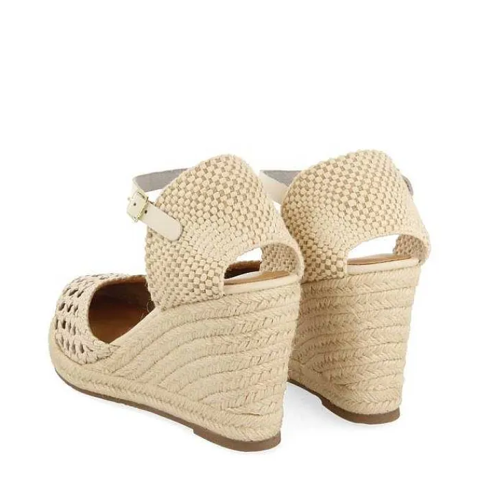 Gioseppo Sandalias Cuña<Alpargata De Piel Trenzada Con Cuña Alta De Yute Blanco Rojo Para Mujer Serignan