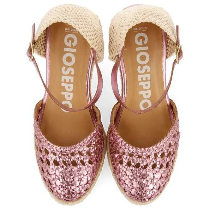 Gioseppo Sandalias Cuña<Alpargata De Piel Trenzada Con Cuña Alta De Yute Rosa Para Mujer Serignan