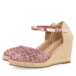 Gioseppo Sandalias Cuña<Alpargata De Piel Trenzada Con Cuña Alta De Yute Rosa Para Mujer Serignan