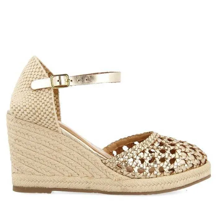 Gioseppo Sandalias Cuña<Alpargatas De Cuña Alta De Piel Trenzada Color Platino Serignan