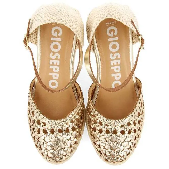 Gioseppo Sandalias Cuña<Alpargatas De Cuña Alta De Piel Trenzada Color Platino Serignan
