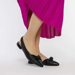 Gioseppo Bailarinas<Bailarina Sin Tacon De Piel Negra Con Detalle Nudo Para Mujer Iballe