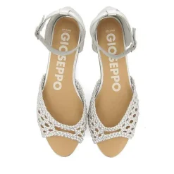 Gioseppo Bailarinas<Bailarinas Abiertas De Piel Con Detalle Trenzado Y Cierre De Correa En El Tobillo Plata Para Mujer Maupin