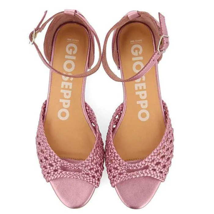 Gioseppo Bailarinas<Bailarinas Abiertas De Piel Con Detalle Trenzado Y Cierre De Correa En El Tobillo Rosa Para Mujer Maupin