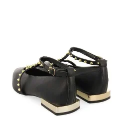 Gioseppo Bailarinas<Bailarinas De Mujer Nyborg De Piel En Color Negro Con Tiras Y Tachuelas Decorativas