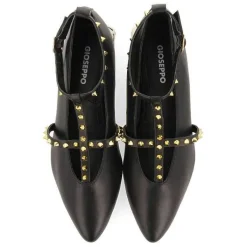 Gioseppo Bailarinas<Bailarinas De Mujer Nyborg De Piel En Color Negro Con Tiras Y Tachuelas Decorativas