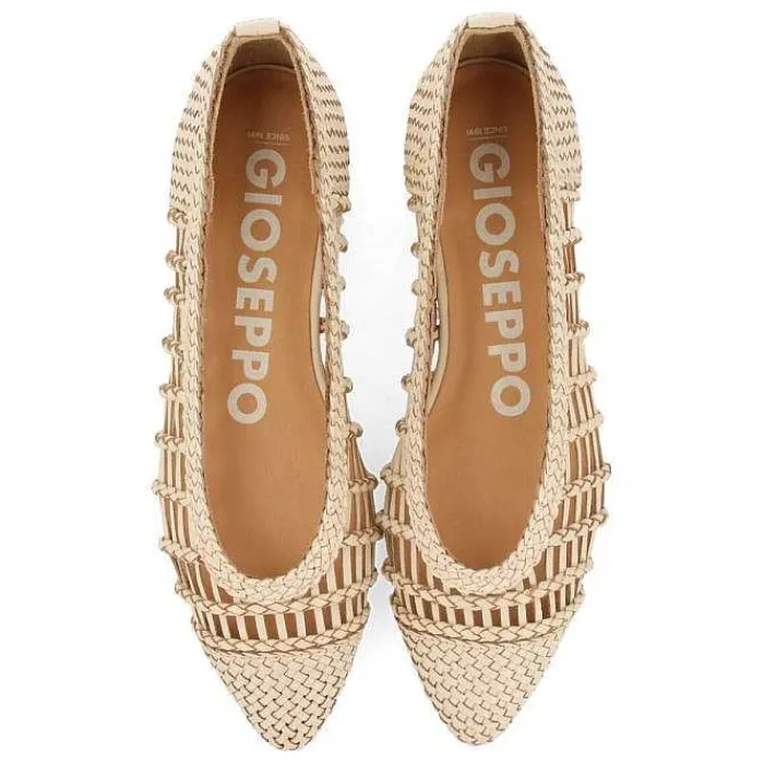 Gioseppo Bailarinas<Bailarinas De Mujer Sagada De Piel Trenzada Color Blanco Roto Con Lazo