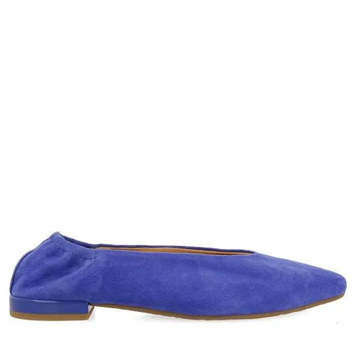 Gioseppo Bailarinas<Bailarinas De Piel Azul Con Punta En Punta Y Tacon Con Volantes Para Mujer Gageac