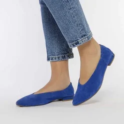 Gioseppo Bailarinas<Bailarinas De Piel Azul Con Punta En Punta Y Tacon Con Volantes Para Mujer Gageac