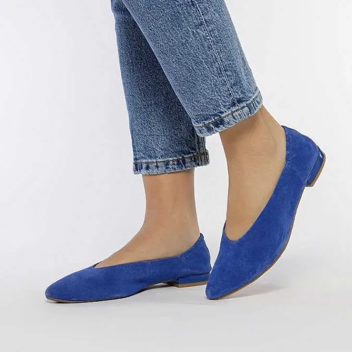 Gioseppo Bailarinas<Bailarinas De Piel Azul Con Punta En Punta Y Tacon Con Volantes Para Mujer Gageac
