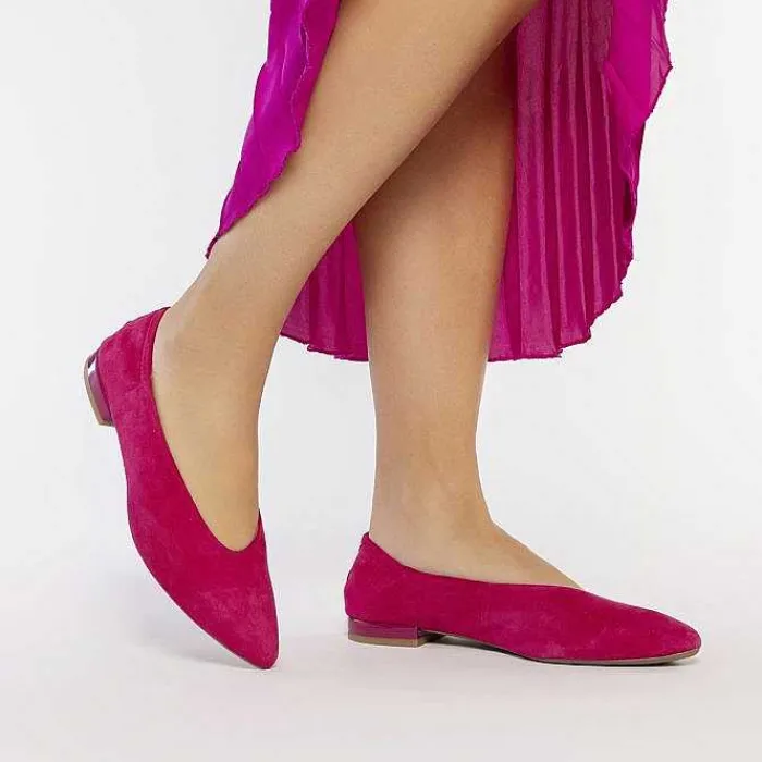 Gioseppo Bailarinas<Bailarinas De Piel Color Fucsia Con Punta En Punta Y Tacon Con Volantes Para Mujer Gageac
