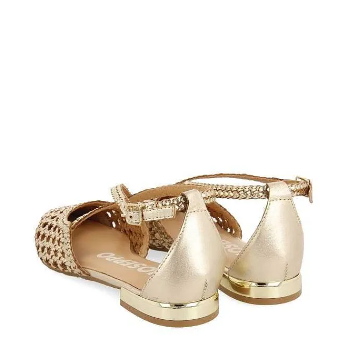 Gioseppo Fiesta<Bailarinas De Piel Color Platino Con Detalle Trenzado Para Mujer Leskovic