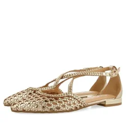 Gioseppo Fiesta<Bailarinas De Piel Color Platino Con Detalle Trenzado Para Mujer Leskovic