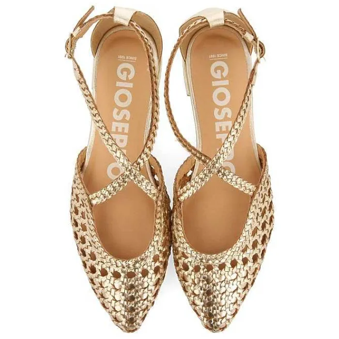 Gioseppo Fiesta<Bailarinas De Piel Color Platino Con Detalle Trenzado Para Mujer Leskovic