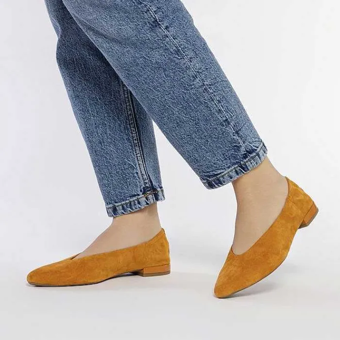 Gioseppo Bailarinas<Bailarinas De Piel Con Punta En Punta Y Tacon Con Volantes Naranja Para Mujer Gageac