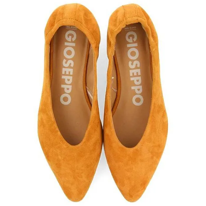 Gioseppo Bailarinas<Bailarinas De Piel Con Punta En Punta Y Tacon Con Volantes Naranja Para Mujer Gageac