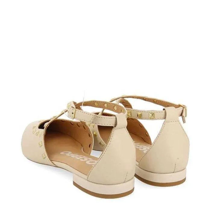 Gioseppo Bailarinas<Bailarinas De Piel Con Punta En Punta Y Detalle De Tachuelas Blanco Rojo Para Mujer Garcon