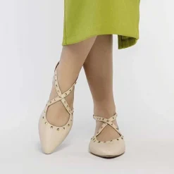Gioseppo Bailarinas<Bailarinas De Piel Con Punta En Punta Y Detalle De Tachuelas Blanco Rojo Para Mujer Garcon