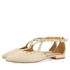 Gioseppo Bailarinas<Bailarinas De Piel Con Punta En Punta Y Detalle De Tachuelas Blanco Rojo Para Mujer Garcon