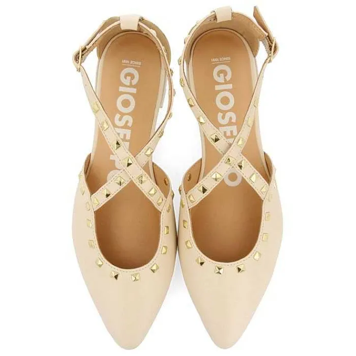 Gioseppo Bailarinas<Bailarinas De Piel Con Punta En Punta Y Detalle De Tachuelas Blanco Rojo Para Mujer Garcon