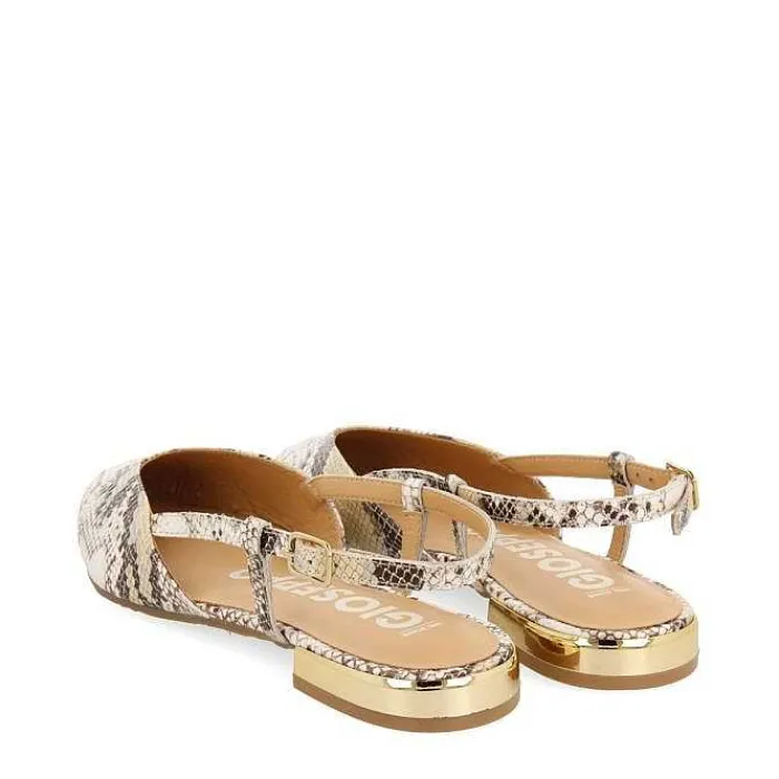 Gioseppo Bailarinas<Bailarinas De Piel Con Punta Abierta Estampado Serpiente En Blanco Rojo Para Mujer De Lascari