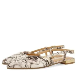 Gioseppo Bailarinas<Bailarinas De Piel Con Punta Abierta Estampado Serpiente En Blanco Rojo Para Mujer De Lascari