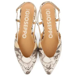 Gioseppo Bailarinas<Bailarinas De Piel Con Punta Abierta Estampado Serpiente En Blanco Rojo Para Mujer De Lascari