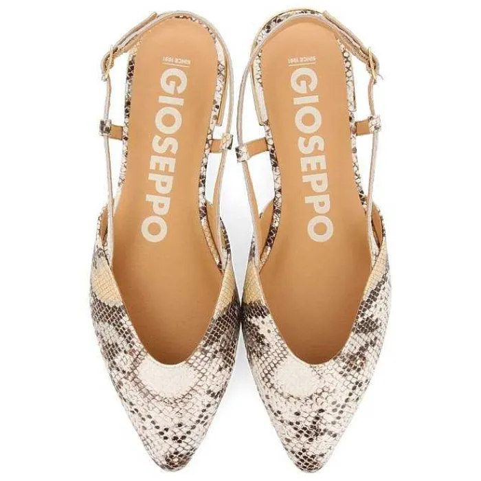 Gioseppo Bailarinas<Bailarinas De Piel Con Punta Abierta Estampado Serpiente En Blanco Rojo Para Mujer De Lascari