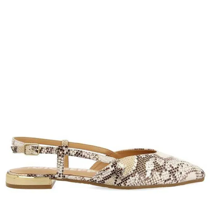 Gioseppo Bailarinas<Bailarinas De Piel Con Punta Abierta Estampado Serpiente En Blanco Rojo Para Mujer De Lascari