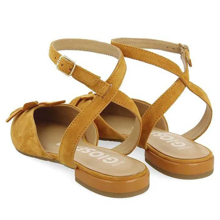Gioseppo Bailarinas<Bailarinas De Piel Desaparecidas Con Detalle De Flores Naranja Para Mujer Howey