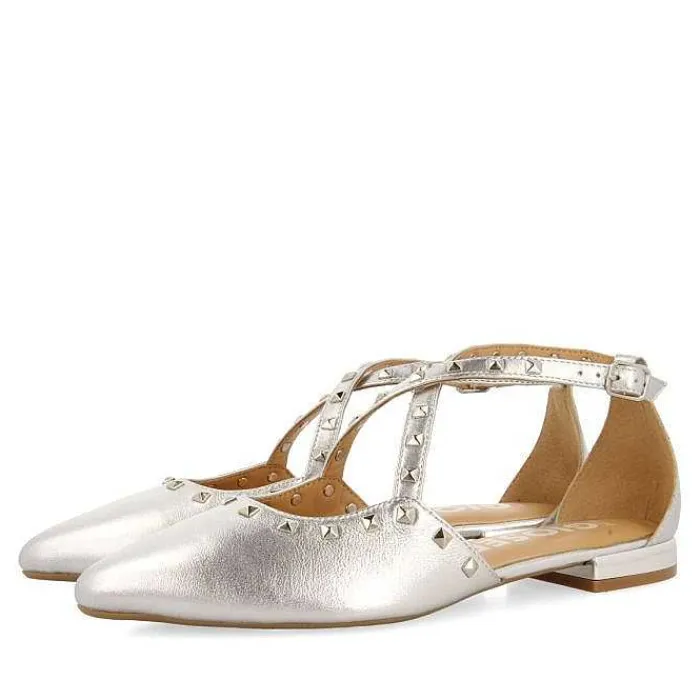 Gioseppo Bailarinas<Bailarinas De Piel Plata Con Punta Fina Y Detalle De Tachuelas Para Mujer Garcon