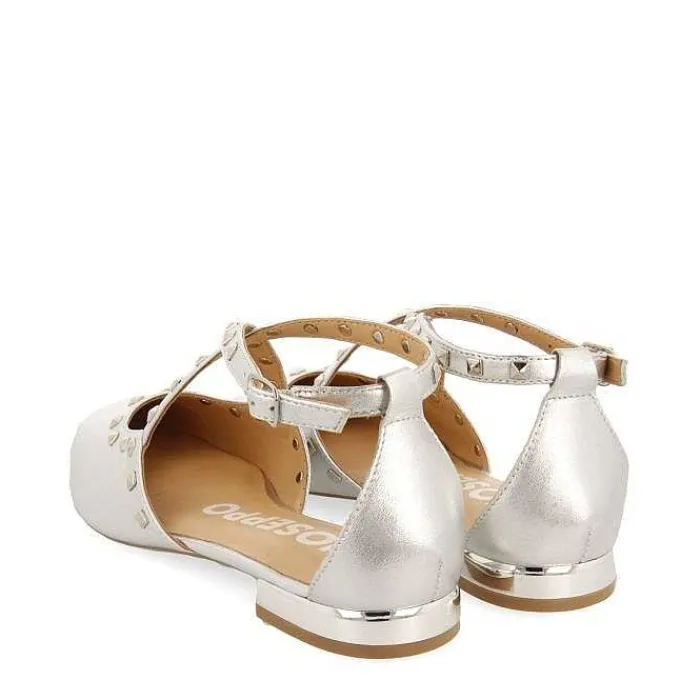 Gioseppo Bailarinas<Bailarinas De Piel Plata Con Punta Fina Y Detalle De Tachuelas Para Mujer Garcon