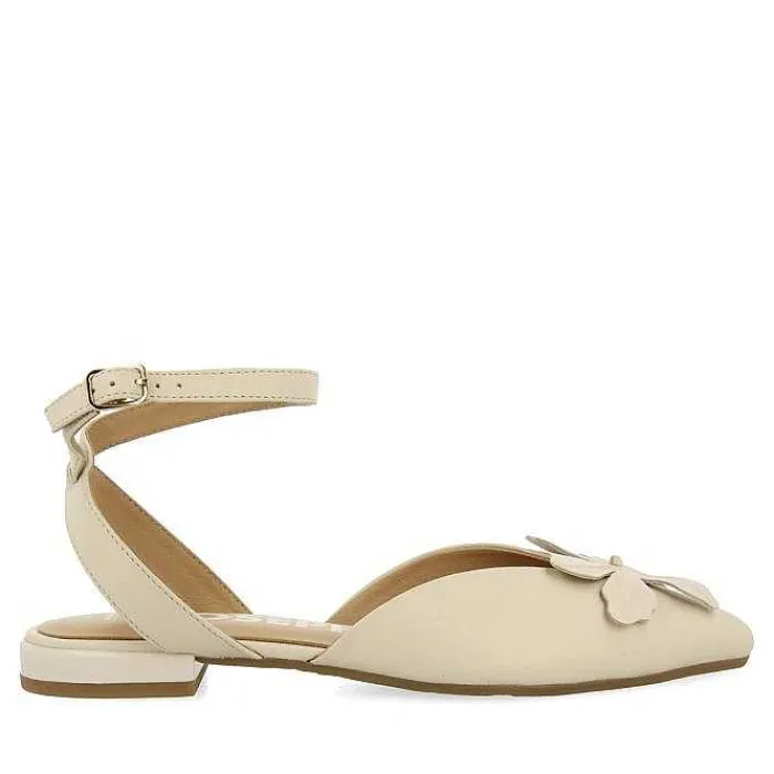 Gioseppo Bailarinas<Bailarinas De Piel Sin Espalda Y Detalle De Flores En Blanco Rojo Para Mujer Howey