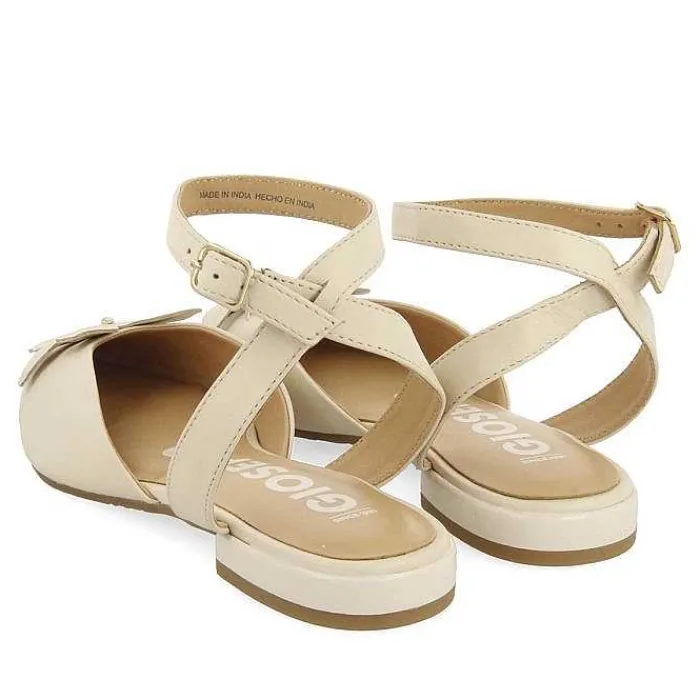 Gioseppo Bailarinas<Bailarinas De Piel Sin Espalda Y Detalle De Flores En Blanco Rojo Para Mujer Howey