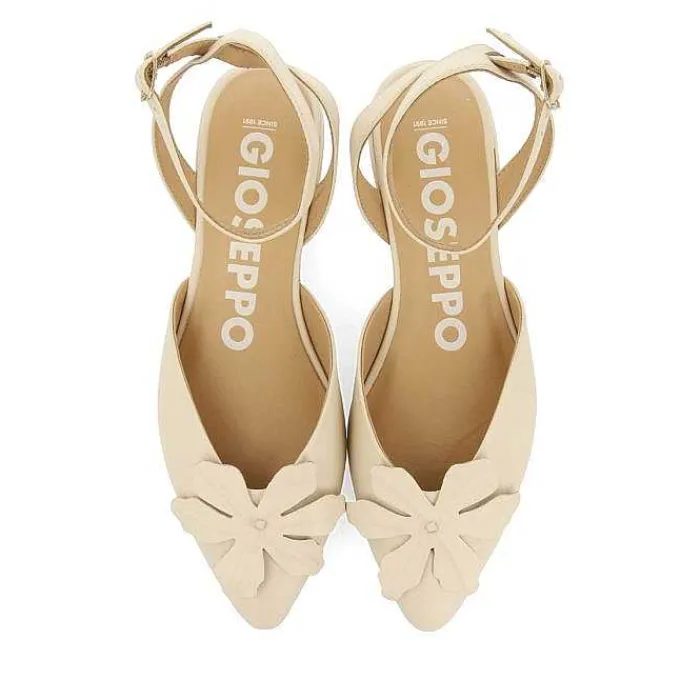 Gioseppo Bailarinas<Bailarinas De Piel Sin Espalda Y Detalle De Flores En Blanco Rojo Para Mujer Howey