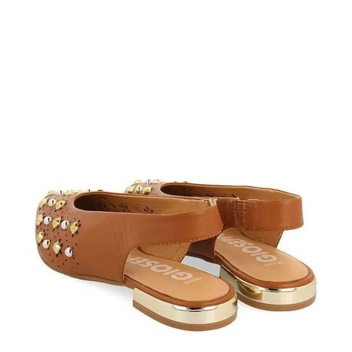 Gioseppo Bailarinas<Bailarinas De Piel Sin Forro En Color Cuero Con Detalle De Tachuelas Para Mujer Dakovo