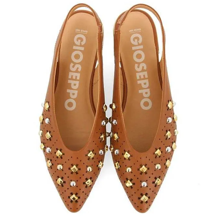 Gioseppo Bailarinas<Bailarinas De Piel Sin Forro En Color Cuero Con Detalle De Tachuelas Para Mujer Dakovo