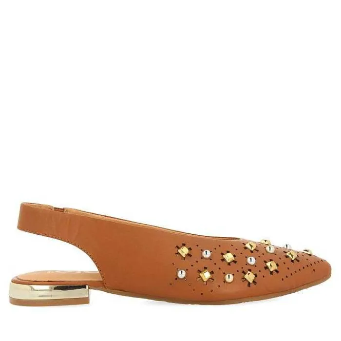 Gioseppo Bailarinas<Bailarinas De Piel Sin Forro En Color Cuero Con Detalle De Tachuelas Para Mujer Dakovo