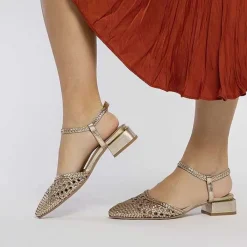 Gioseppo Bailarinas<Bailarinas De Piel Trenzada Color Platino Para Mujer Mineo