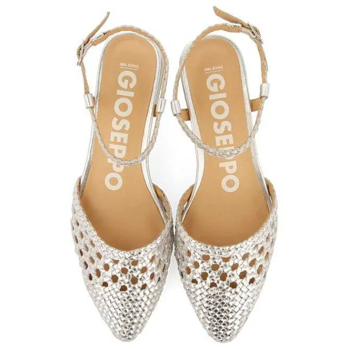Gioseppo Bailarinas<Bailarinas De Piel Trenzada Plata Para Mujer Mineo