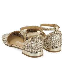Gioseppo Bailarinas<Bailarinas De Piel Trenzada Dorada Con Cierre De Pulsera Para Mujer Konispol