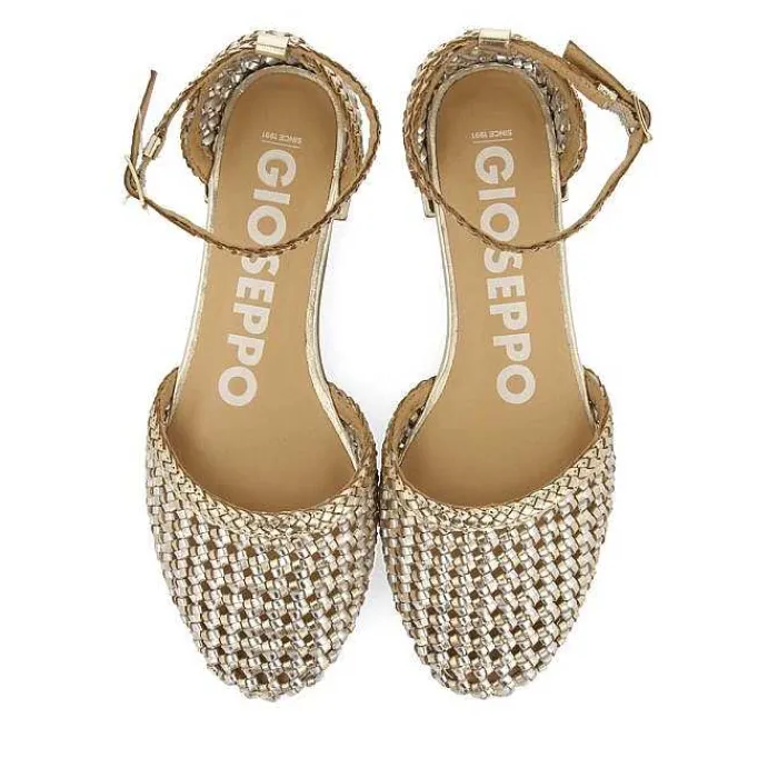 Gioseppo Bailarinas<Bailarinas De Piel Trenzada Dorada Con Cierre De Pulsera Para Mujer Konispol