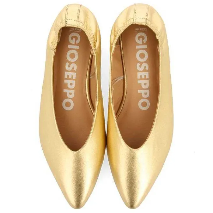 Gioseppo Fiesta<Bailarinas Piel Dorada Punta Fina Y Tacon Volantes Para Mujer Guatay