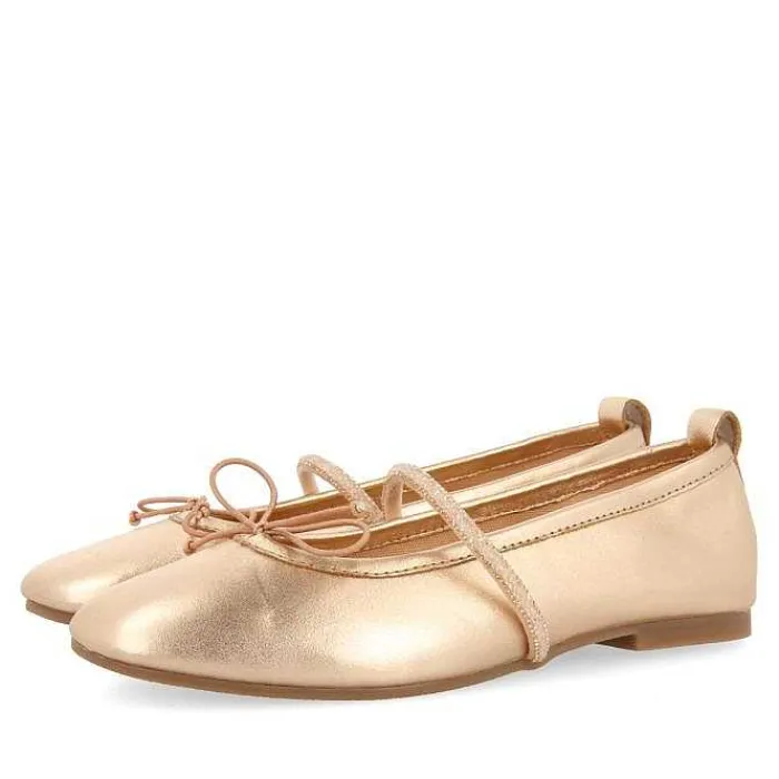 Gioseppo Niñas |Zapatos De Bailarina<Bailarinas Piel Rosa Dorada Con Adornos Para Nina Y Nino Derjan