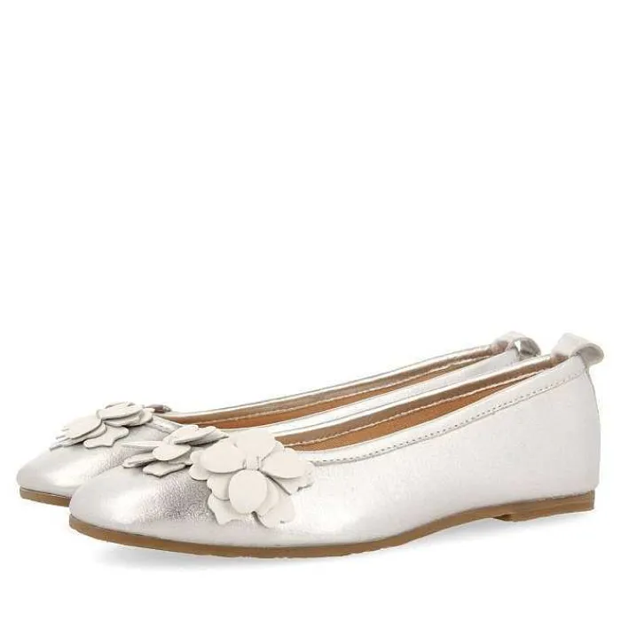 Gioseppo Niñas |Zapatos De Bailarina<Bailarinas Plata Con Decoracion Floral Para Nina Y Nino Pharr