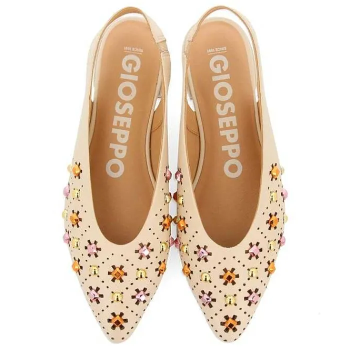 Gioseppo Bailarinas<Bailarinas Sin Forro De Piel Blanco Rojo Con Tachuelas Para Mujer Dakovo