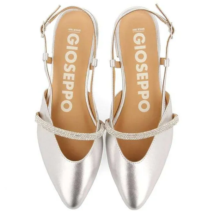 Gioseppo Fiesta<Bailarinas Sin Piel Plata Con Detalle De Piedra Correa Para Mujer Godrano
